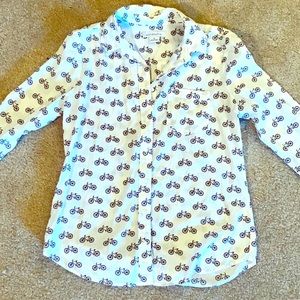 Liz Claiborne Bicycle print Button-Up Blouse